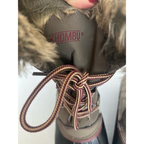KHOMBU North Star Snow Waterproof Winter Faux Fur Brown Black Mid Calf Boots 9 - Picture 9 of 13